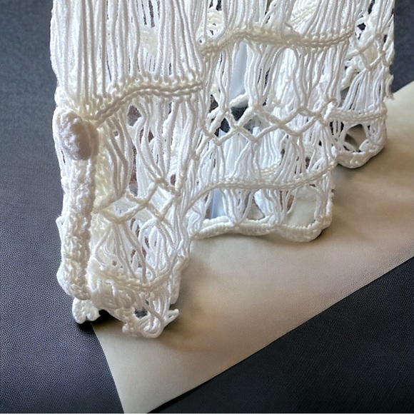 Crochet Beach Cover-Up Ivory Women’s 100% Acrylic Size Large BALLETCORE - Picture 11 of 11